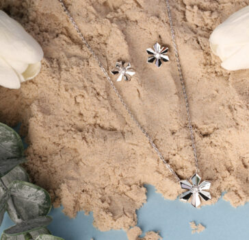 Doré set - 925 silver ( necklace & earrings set )