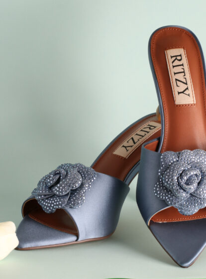 Pointy flower heels - Blue